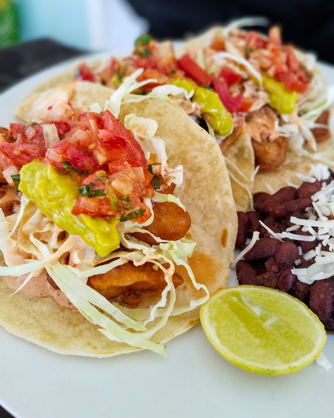 Tacos on handmade tortillas topped with fresh salsa at Lani's Resto, Tanjung Setia, Krui